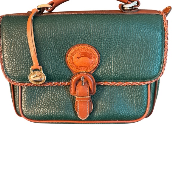 Dooney & Bourke Surrey Carrier Evergreen and British Tan Satchel Pebbled Leather - Picture 4 of 14